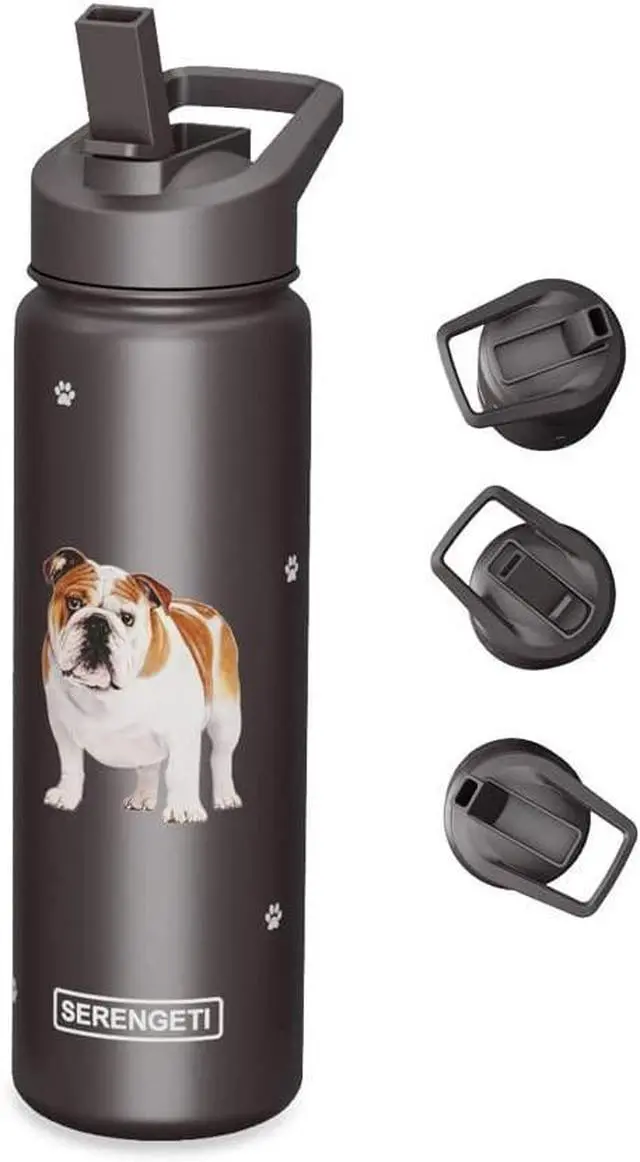 Alt view image 2 of 3 - E&S Pets Stainless Steel Water Bottle 24 Oz., Spill Proof (Bulldog)