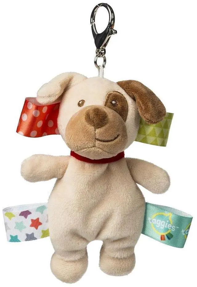 Main image of Taggies Plush Stuffed Animal Backpack, Purse, Bag Charm, Buddy Dog, 6"