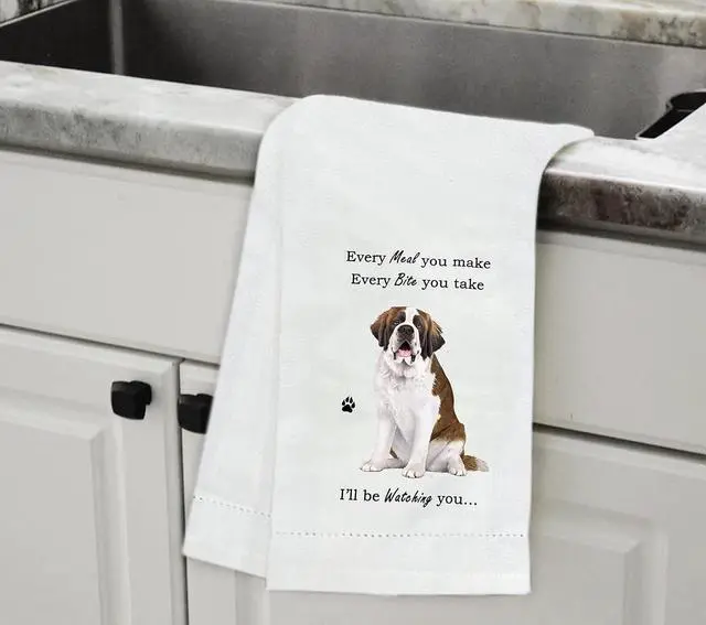 Alt view image 2 of 2 - E&S Pets 711-50 Saint Bernard Dog Kitchen Towel, Off-white