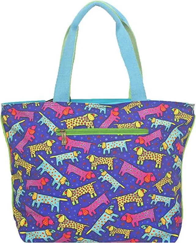 Alt view image 2 of 2 - Laurel Burch Canine Family Large Shoulder Tote Bag Handbag Purse, 20 x 5 x 15