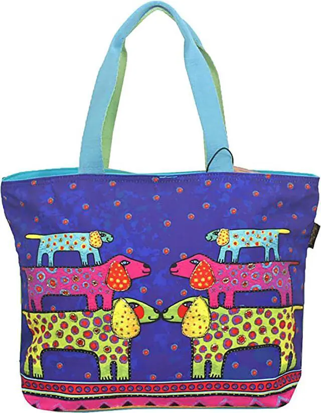Main image of Laurel Burch Canine Family Large Shoulder Tote Bag Handbag Purse, 20 x 5 x 15