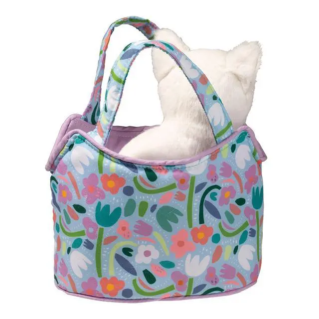 Alt view image 2 of 2 - Douglas My Little Garden Sassy Sak Tote w White Cat Plush Stuffed Animal Toy, 7"