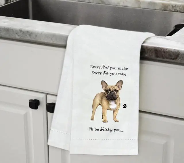 Alt view image 2 of 2 - E&S Pets 711-64 French Bulldog Dog Kitchen Towel, Off-white