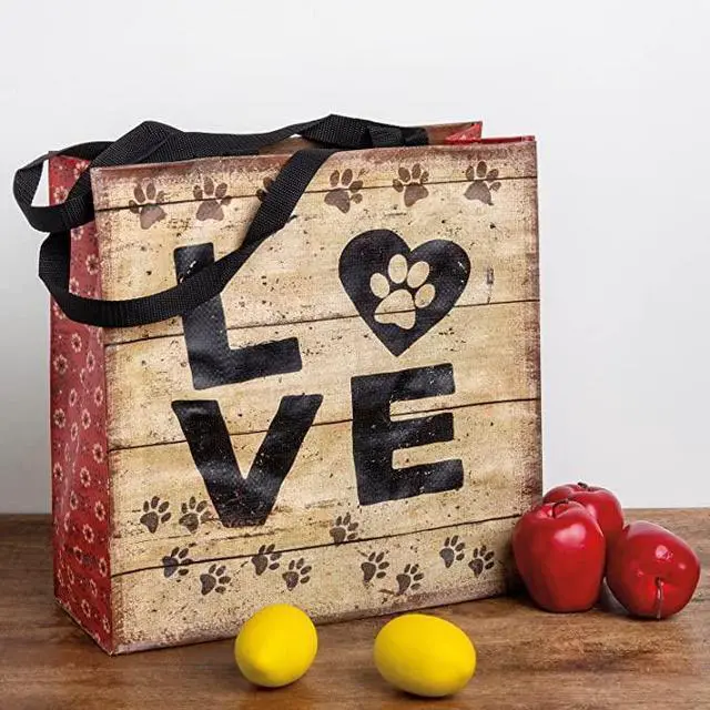 Alt view image 2 of 2 - Primitives By Kathy Market Tote - Love My Pets, 15 x 15 x 6"