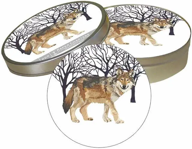 Main image of Paperproducts Design Coaster Set. Set 6, 4, Patti Gay/Two Can Art Winter Wolf