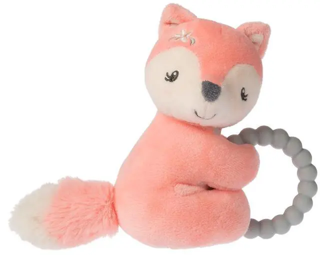 Main image of Mary Meyer Soft Baby Rattle with Soothing Teether Ring, 6", Sweet-n-Sassy Fox