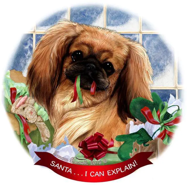 Main image of Orange Sable Pekingese Dog Porcelain Ornament Pet Gift 'Santa.. I Can Explain!
