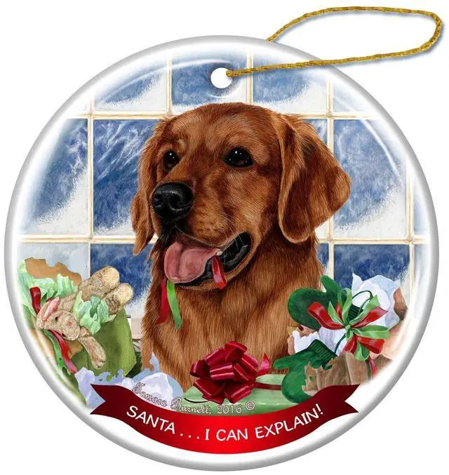 Main image of Red Golden Retriever Dog Porcelain Ornament Pet Gift Santa I Can Explain!