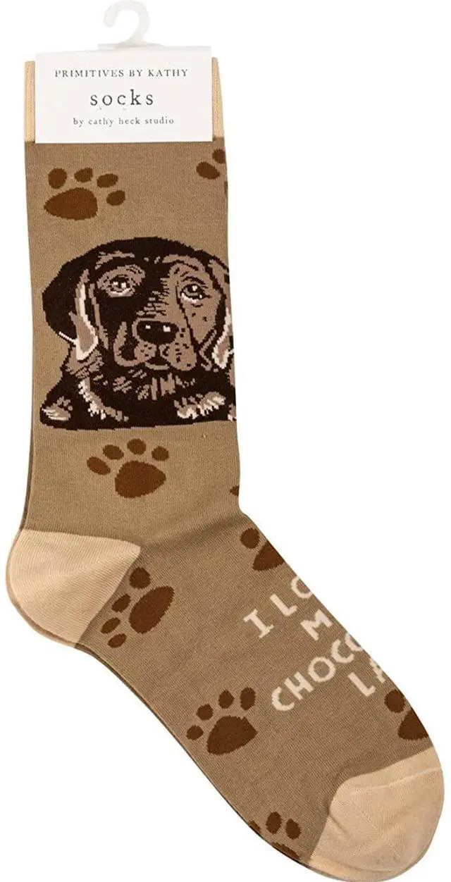Alt view image 4 of 4 - Primitives by Kathy 113733 - I Love My Chocolate Lab Socks