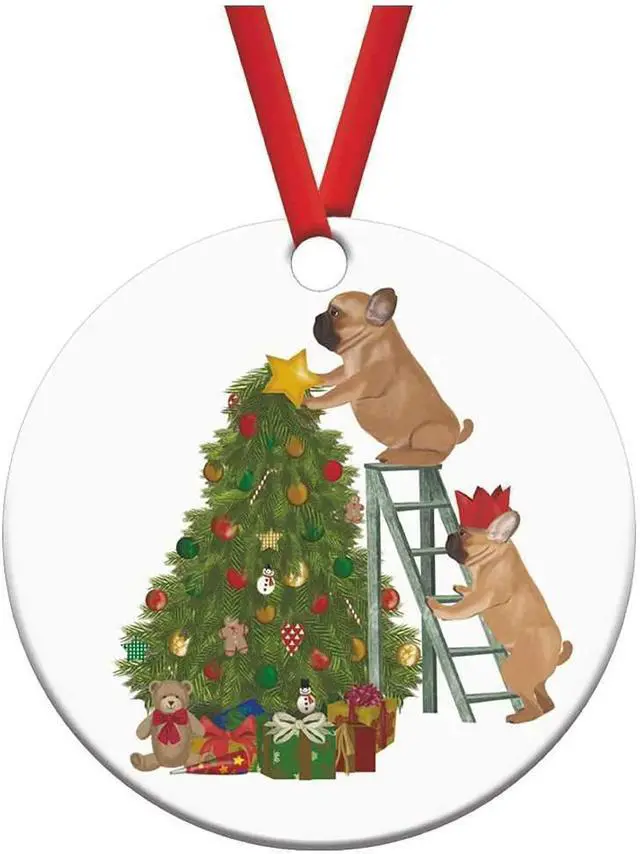 Main image of FAB Funky Pierre & Pascal French Bulldogs Porcelain Ornament, 3"