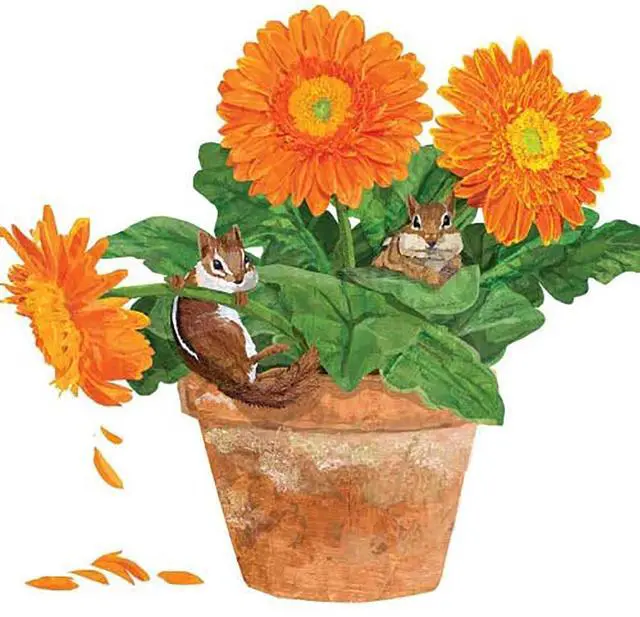 Main image of Paperproducts Design Flower Pot Chipmunks Beverage Napkin, Patti Gay, 5"