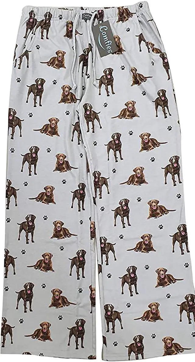 Main image of Chocolate Labrador Unisex Lightweight Cotton Blend Pajama Bottoms- X-Large