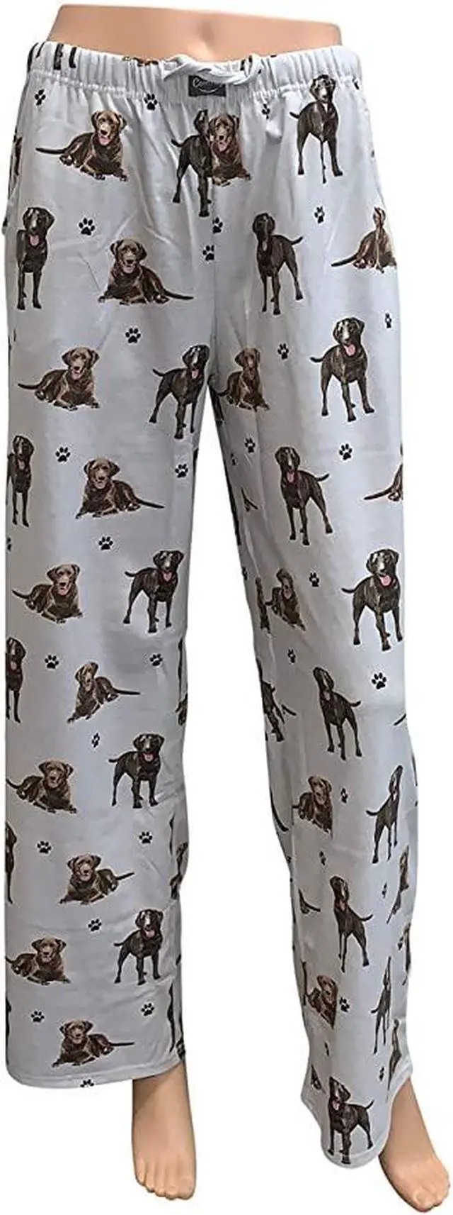 Alt view image 2 of 2 - Chocolate Labrador Unisex Lightweight Cotton Blend Pajama Bottoms- X-Large