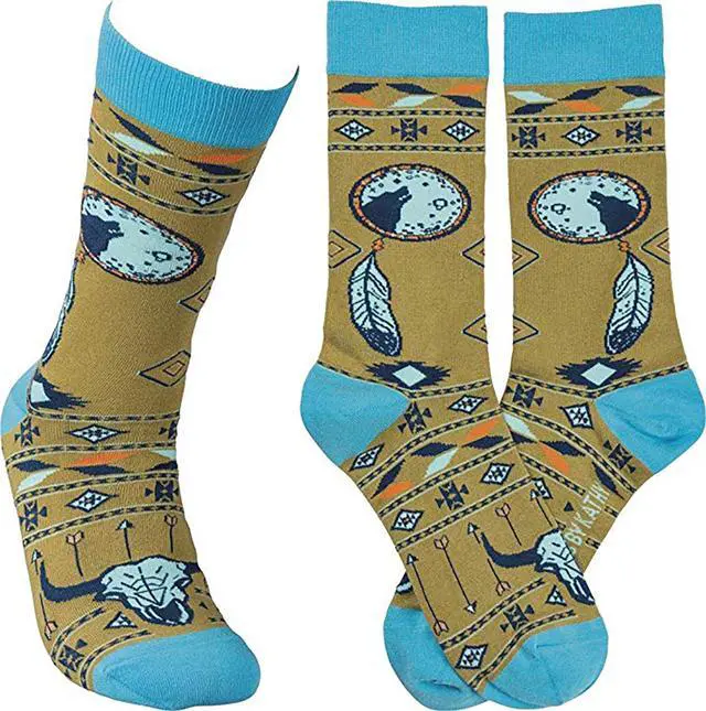 Main image of Primitives by Kathy Socks Unisex Adult - Aztec Indian Theme with Wolf