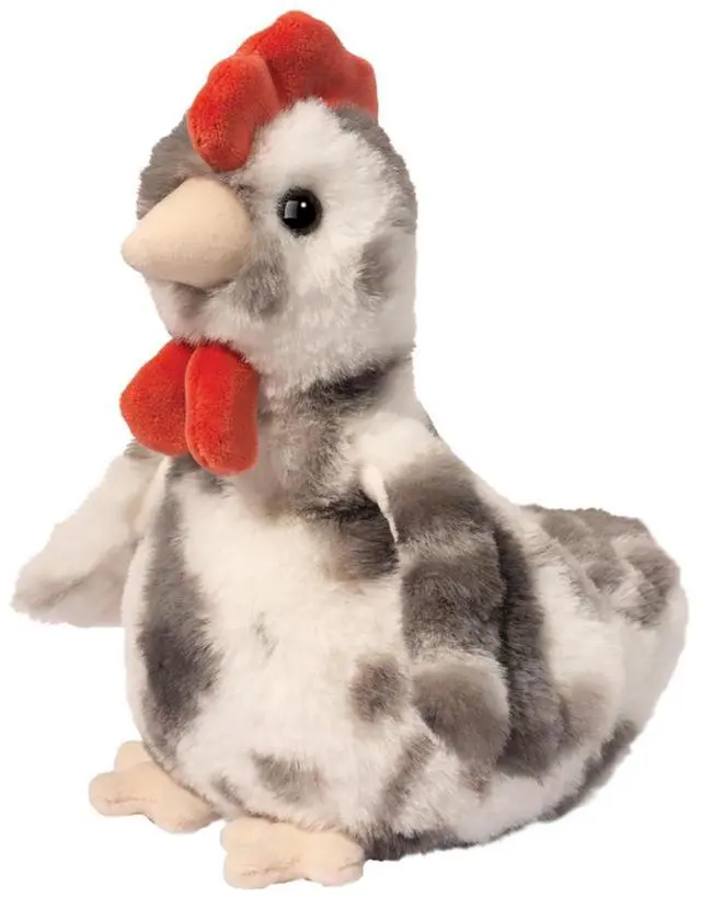 Main image of Rockie Soft Gray and White Spotted Chicken Mini Plush Stuffed Animal Toy, 7 Inch