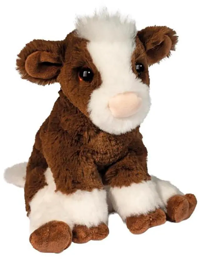Main image of Douglas Mini Bessie Dark Brown and White Cow Plush Stuffed Animal, 6" sitting