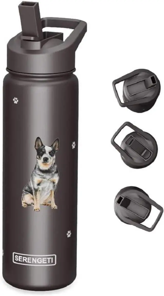 Alt view image 2 of 3 - E&S Pets Stainless Steel Water Bottle 24 Oz, Spill Proof (Australian Cattle Dog)