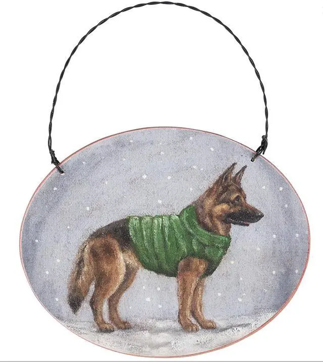 Main image of Primitives By Kathy Cozy German Shepherd with Sweater Wooden Christmas Ornament