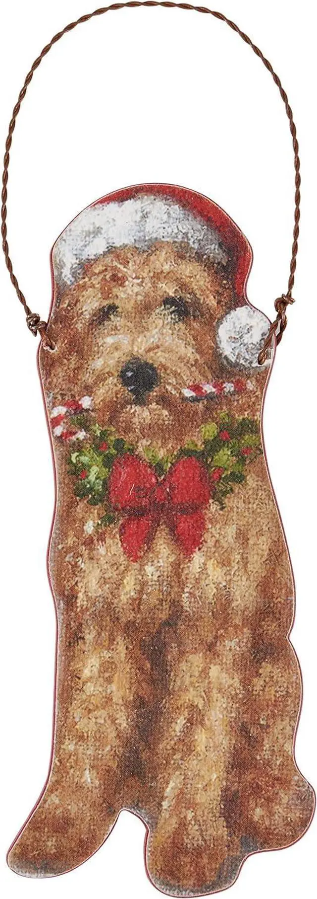 Main image of Primitives By Kathy Goldendoodle with Candy Cane Wooden Christmas Ornament