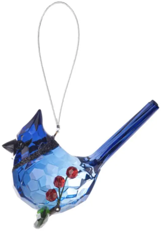 Alt view image 3 of 4 - Crystal Expressions Ganz Elegant Holly Berry Blue Jay Ornament, ACRYX-288, 4"