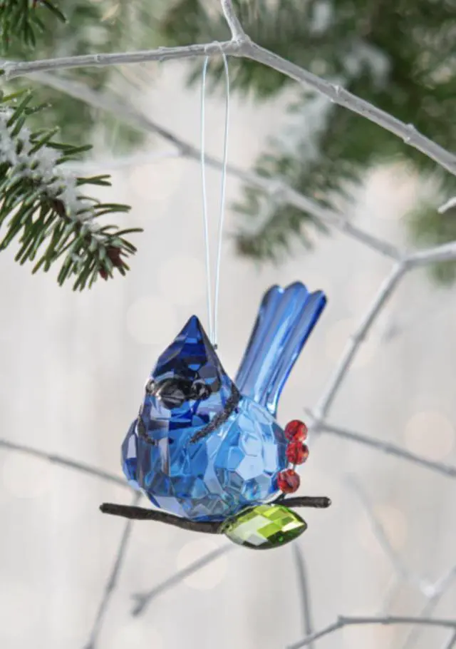 Alt view image 4 of 4 - Crystal Expressions Ganz Elegant Holly Berry Blue Jay Ornament, ACRYX-288, 4"