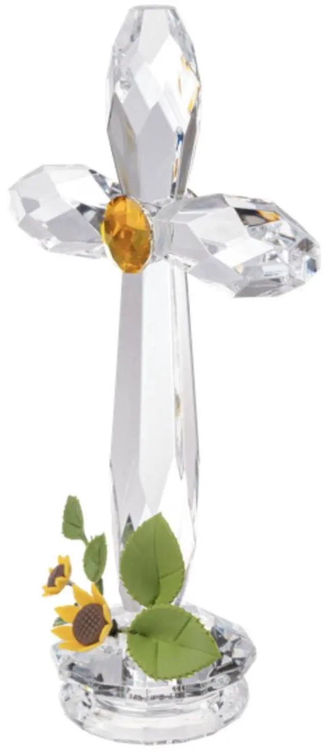 Alt view image 2 of 3 - Ganz Acrylic Standing Floral Cross With Sunflowers, 7.5"