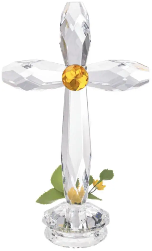 Alt view image 3 of 3 - Ganz Acrylic Standing Floral Cross With Sunflowers, 7.5"