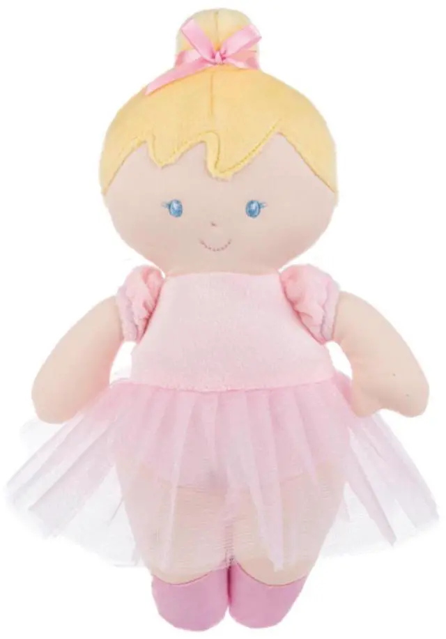Main image of Ganz Blond Hair Ballerina Baby Doll Plush Stuffed Toy with Soft Rattle, 9"