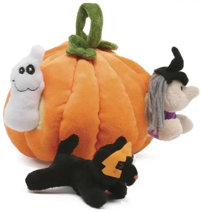 Main image of Unipak Halloween Pumpkin Finger Puppet Plush Stuffed Animal Play House, 9"