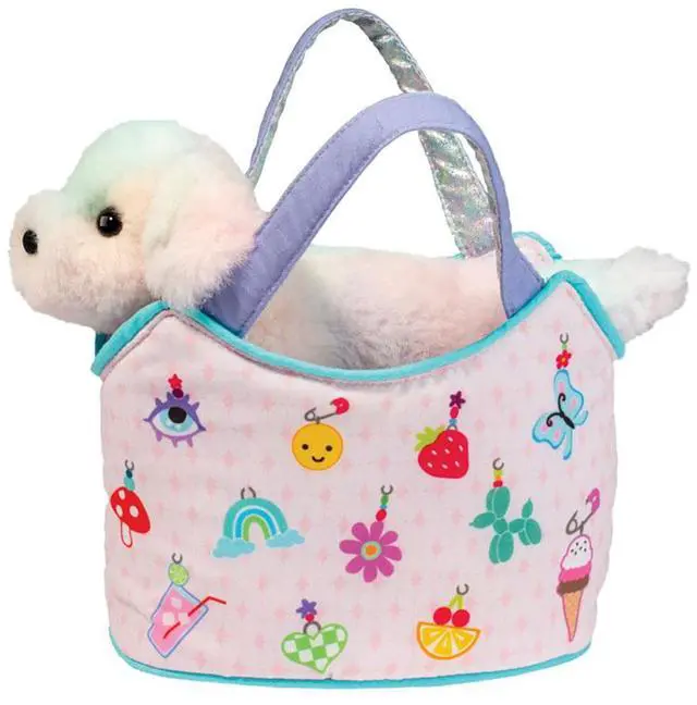 Main image of Douglas Charmingly Yours Sassy Sak Tote with Rainbow Dog Stuffed Animal Toy, 7"