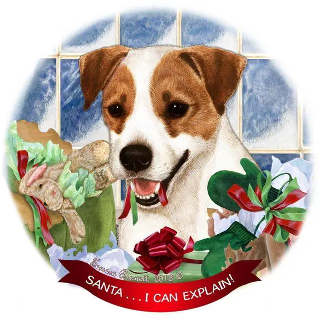 Main image of Jack Russell Terrier Dog Porcelain Ornament Pet Gift 'Santa.. I Can Explain!'
