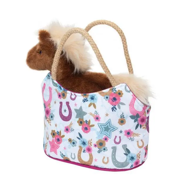 Alt view image 3 of 3 - Douglas Boho Horseshoe Sassy Sak Tote with Horse Plush Stuffed Animal Toy, 7"