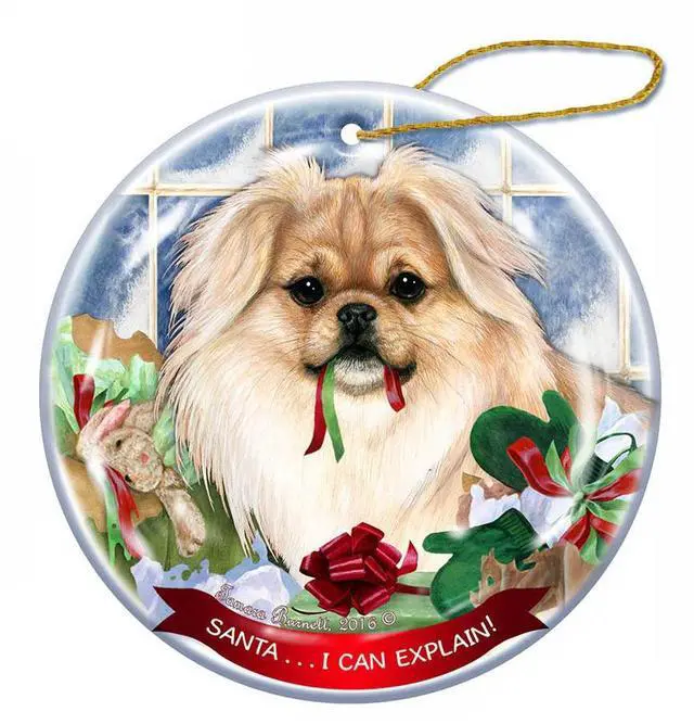 Main image of Tibetan Spaniel Cream Dog Porcelain Ornament Pet Gift 'Santa. I Can Explain!'