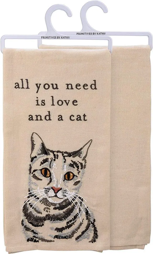 Main image of Primitives by Kathy 113045 Kitchen Towel All You Need is Love and A Cat