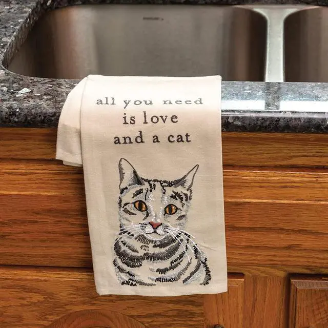 Alt view image 2 of 3 - Primitives by Kathy 113045 Kitchen Towel All You Need is Love and A Cat