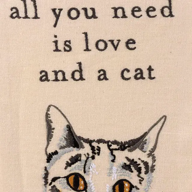 Alt view image 3 of 3 - Primitives by Kathy 113045 Kitchen Towel All You Need is Love and A Cat