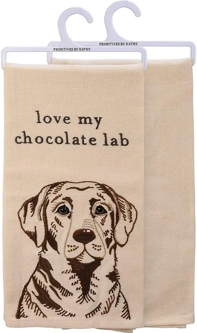 Main image of Primitives by Kathy 113202 Kitchen Towel I Love My Chocolate Lab, 28", Cotton