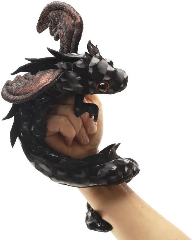 Main image of Folkmanis Midnight Dragon Wristlet Finger Puppet, 12"