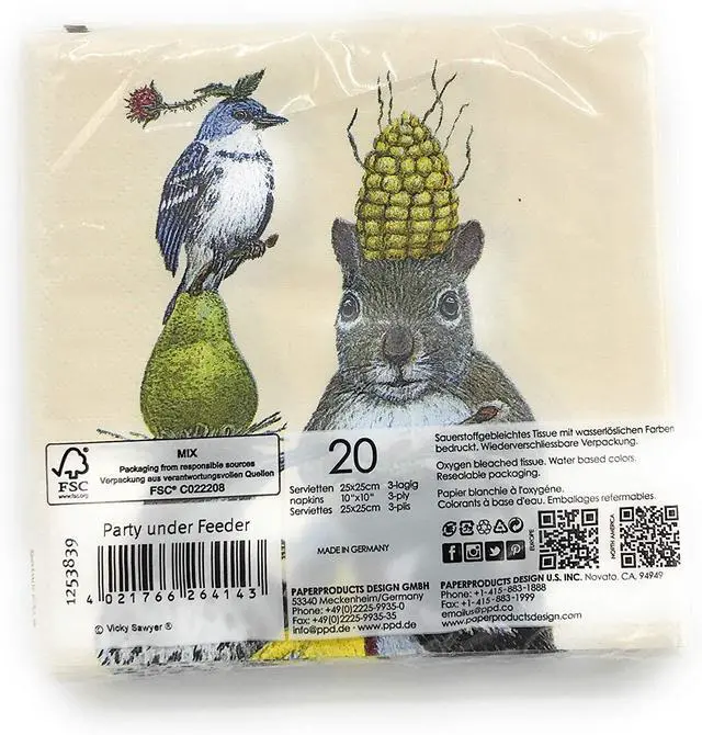 Alt view image 2 of 2 - PAPER PRODUCTS DESIGN Party Under The Feeder Beverage Napkin, 5" x 5", Pkg. 20