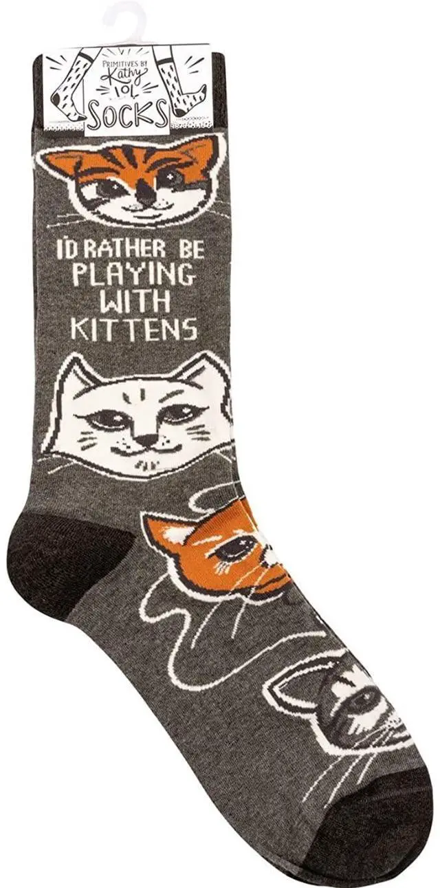 Alt view image 4 of 4 - Primitives by Kathy 113095 I'd Rather Be Playing with Kittens Socks