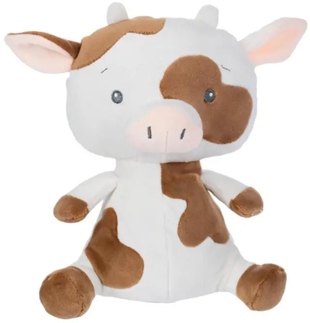 Main image of Baby Ganz Cuddle-Me Brown & White Cow with Rattle Plush Stuffed Animal Toy, 9"