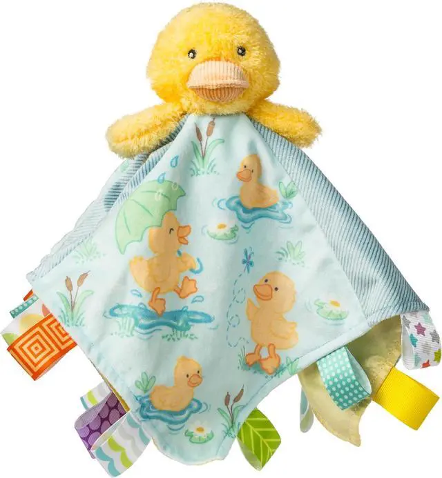 Main image of Taggies Stuffed Animal Plush Character Blanket, 13 x 13-In, Yellow Dunkin Duck