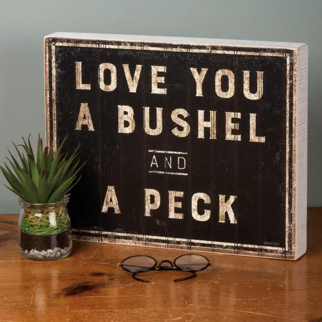 Alt view image 2 of 2 - Primitives by Kathy 30358 Rustic-Inspired Box Sign, Bushel & A Peck