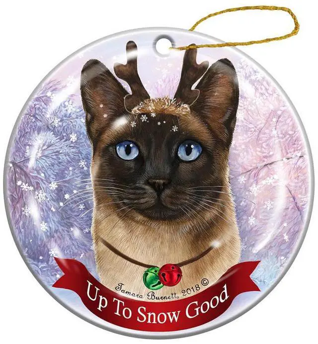 Main image of Holiday Pet Gifts Siamese Cat Porcelain Christmas Ornament