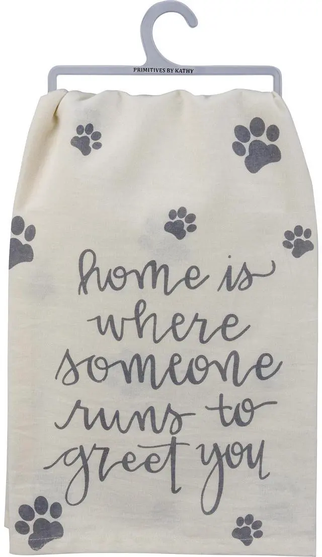 Alt view image 2 of 4 - Primitives by Kathy Dish Towel - Home Where Someone Runs to Greet You