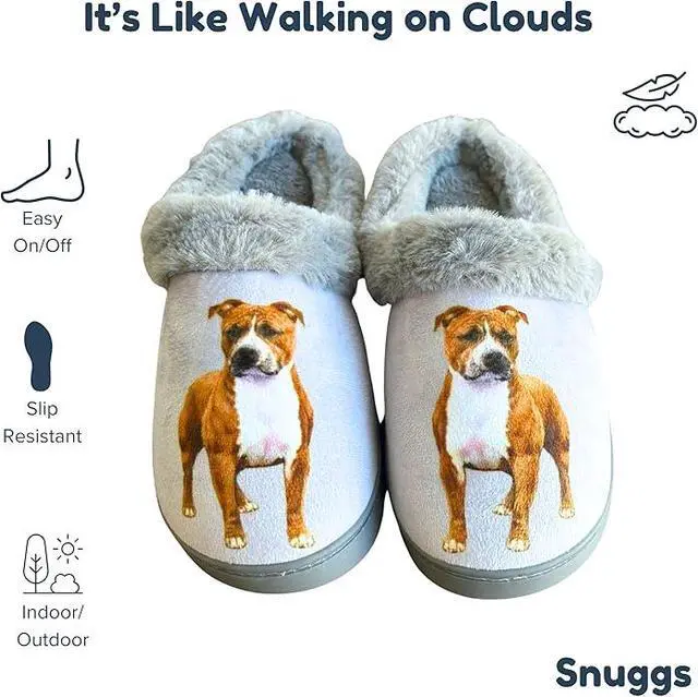 Alt view image 2 of 4 - E&S Pets Pitbull Snugg Slippers for Pet Lovers - Fuzzy Memory Foam, S/M