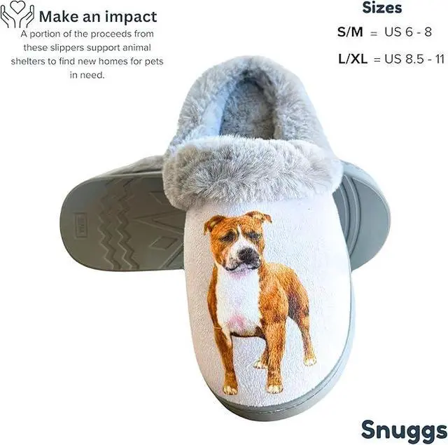Alt view image 4 of 4 - E&S Pets Pitbull Snugg Slippers for Pet Lovers - Fuzzy Memory Foam, S/M
