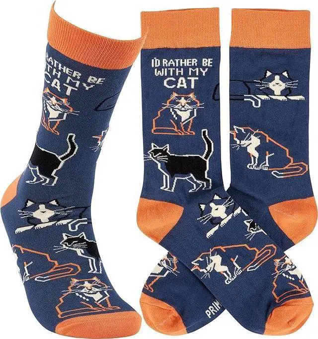 Alt view image 3 of 4 - Primitives by Kathy - I'd Rather Be With My Cat Unisex Socks, One Size