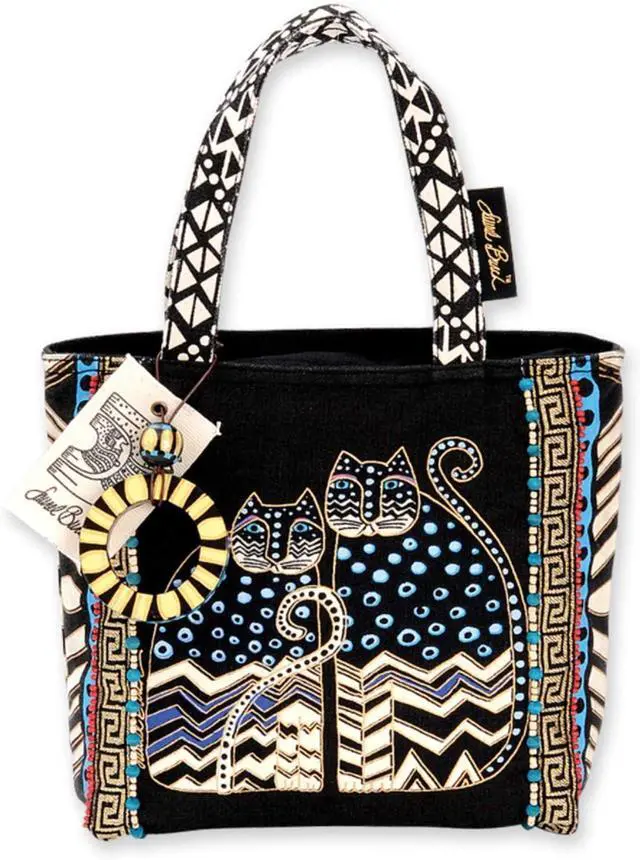 Main image of Laurel Burch Polka Dot Gatos Spotted Cats Small Tote, 8.5 x 8.25 x 2.75"