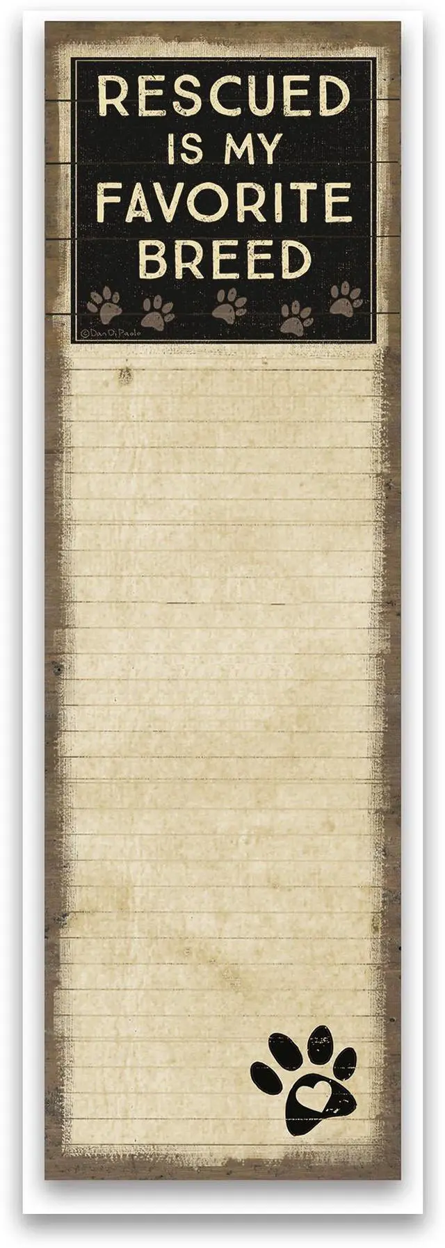 Main image of Primitives by Kathy Magnetic List Notepad -Rescued is My Favorite Breed, 60 pgs